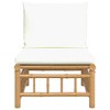 vidaXL Bamboo Patio Middle Sofa with Cream White Cushions - Comfortable and Durable Outdoor Seating Solution for Garden, Backyard and Patio - image 3 of 4