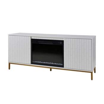 Mariah DVD storage 2-in-1 multi-functional storage TV Stand with fireplace|Artful Living Design-Off white