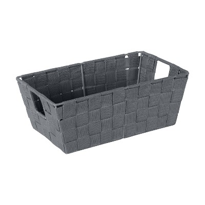 Simplify Small 6.5" Woven Strap Storage Bin Gray