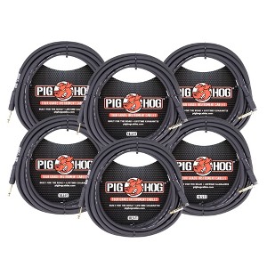 Pig Hog Tour Grade 18.5ft 1/4" - 1/4" 8mm Instrument Cable Straight to Right Angle Connectors - 6 Pack - 1 of 2