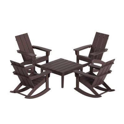 WestinTrends 5-Piece Modern Adirondack Outdoor Rocking Chair with Side Table Set