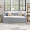 NicBex Twin/Full Size Daybed with Trundle,Linen Upholstered Sofa Bed with Vertical Stripes for Bedroom,Living Room,Apartment - 2 of 4