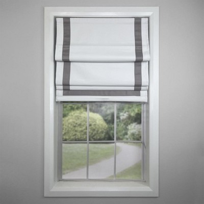 Gray and White Cordless Blackout Roman Shades for Windows 34" x 63"