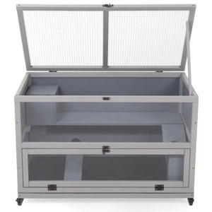 SEVOBAL 35.4'' 3-Tier Wooden Hamster Cage with Removable Ramps Tray Small Animals Hutch with Wheels Openable Doors for Dwarf Syrian Hamster Mice Rat - 1 of 4