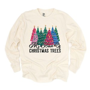 Simply Sage Market Women's My Kind Of Christmas Trees Long Sleeve Garment Dyed Tee - 1 of 4