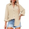 Zeagoo Womens Button Down Shirts Long Sleeve Dress Shirt Textured Collared Work Blouse Dressy Casual Tops with Pocket - 3 of 4