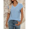 Womens Tops Casual V Neck Short Sleeve Chunky Knit Sweater Top - 2 of 4