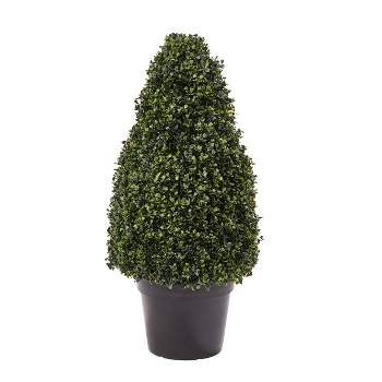 Nature Spring Tower Style Artificial Boxwood Topiary - 36", Green