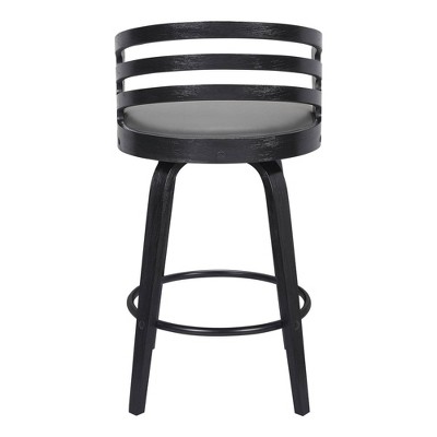 30" Jayden Bar Height Swivel Barstool Black/Gray - Armen Living