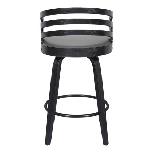 Armen Living 26" Jayden Swivel Counter Height Barstool Black/Gray: Upholstered, Mid-Century Modern Design - 1 of 4