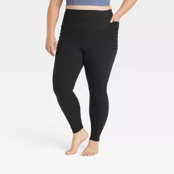 Women's Plus Size Brushed Sculpt Corded High-Rise Leggings - All in Motion™ Black 4X