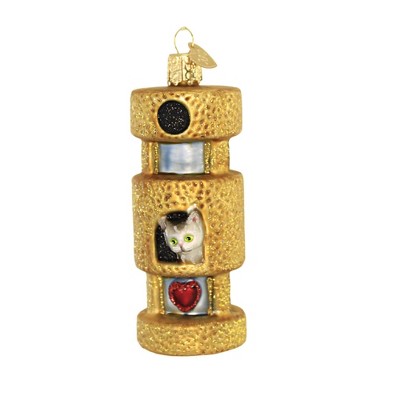Old World Christmas 3.5 Inch Cat Tower Scratch Relax Sleep Tree Ornaments