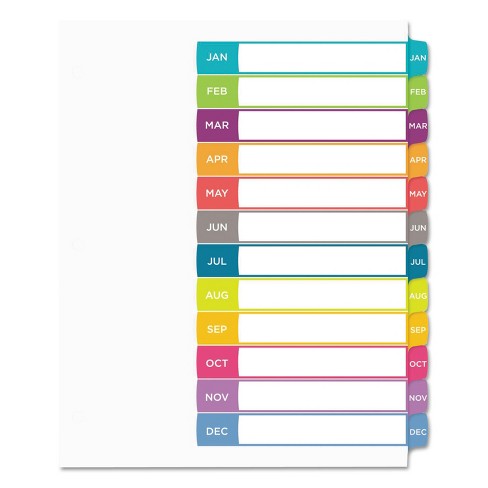 Avery Ready Index Table Of Contents Dividers Multicolor Tabs Jan-dec Letter  11847 : Target