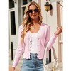 Coolmee Women's Cropped Cardigan Knit ShrugsTops V Neck Button Down Sweaters - 3 of 4