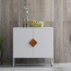 NicBex 2-Door Sideboard Cabinet Modern Farmhouse Buffet Cabinet with 2 Storage Shelves and Square Shape Handle for Kitchen,Living Room,White - 2 of 4