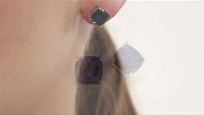 6 CT. T.W. Created Sapphire Solitaire Stud Earrings in Sterling Silver - Blue, 2 of 4, play video