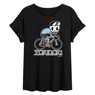 Women's - Tokidoki - Skeleton Riding On Bike Oversized Graphic T-Shirt