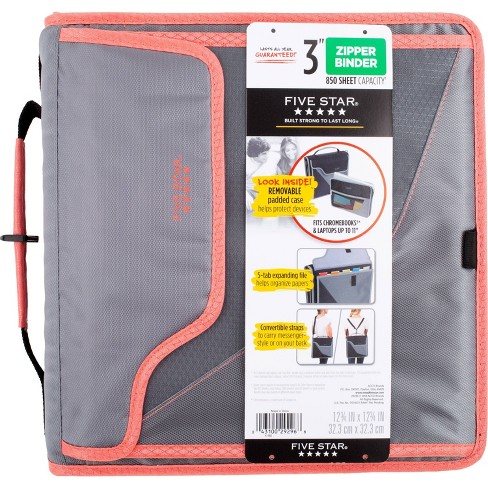 Five Star 850 Sheet 3 Ring Zipper Binder Gray Pink Target