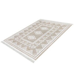 8x10 Large Area Rug, Machine Washable Tassel Rugs for Living Room, Indoor Non-Slip Front Door Mat, Stain Resistant Floor Cover Carpet, Bordered - 1 of 4