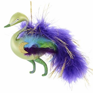 Italian Ornaments 5.0 Inch Winter Plumiera In Green Feathers Peacock Tree Ornaments - 1 of 4