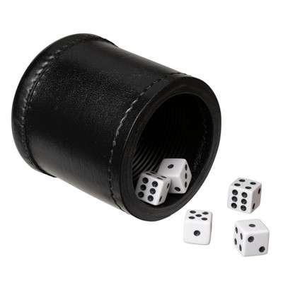 Dice Cup Set Leather Durable With White Dices Game Party Entertainment Craps AL 