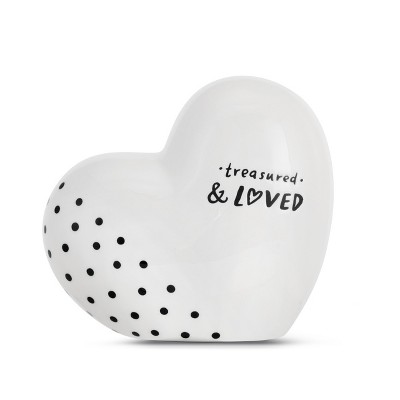 DEMDACO Black & White Heart Bank Black