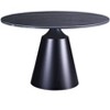 HomeRoots 47" Black Ceramic and Metal Pedestal Base Round Top Dining Table - 4 of 4