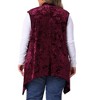 Women's Plus Size Velvet Jacquard Sleeveless Asymmetric Hem Open Front Casual Lightweight Vests - Agnes Orinda - 4 of 4