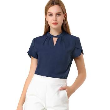 Unique Bargains Women's Plus Size Turndown Collar Short Sleeve Side Slit  Shirt 4X White 