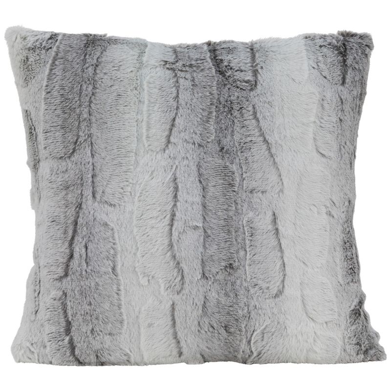 Northlight 18" Gray and White Plush Square Throw Pillow, 1 of 7