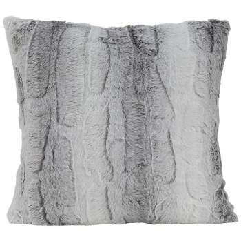 Northlight 18" Gray and White Plush Square Throw Pillow