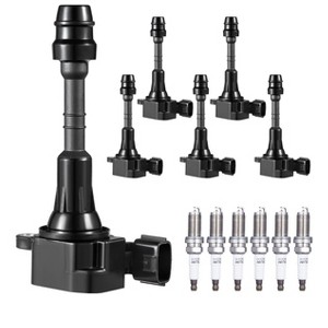 VEVOR Ignition Coil Pack and Spark Plugs, Set of 6, Compatible with Nissan Maxima Murano Altima Pathfinder Quest Xterra Pathfinder, Black - 1 of 4