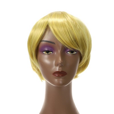 Unique Bargains Women's Straight Hair 160g Wigs with Wig Cap 12" Gold Tone
