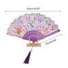 Unique Bargains Rose Print with Tassel Folding Fan 1 Pc - 2 of 4