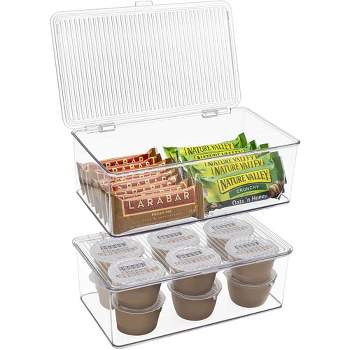 Sorbus 2 Pack Medium Clear Plastic Storage Bins With Hinged Lids - Versatile for kitchen, pantry, cleaning supplies, laundry room, and more