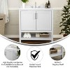 Taylor & Logan 36" Vivien Bathroom Vanity White: Carrara Marble Countertop, Ceramic Sink, Adjustable Shelf - 2 of 4