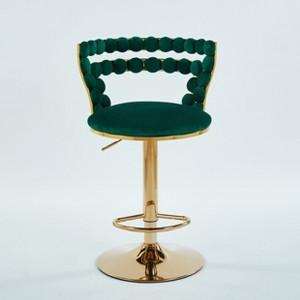 PAGED Modern Bar Stools Set of 2, Upholstered Bar Chairs with Golden Iron Tube Legs for Home Pub - 1 of 4