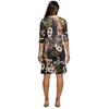 24seven Comfort Apparel Maternity Three Quarter Sleeve Fit and Flare Dress in Green Multi Paisley Print - 3 of 3