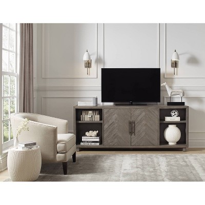 80" Gray Wood Transitional TV Console with Cabinet