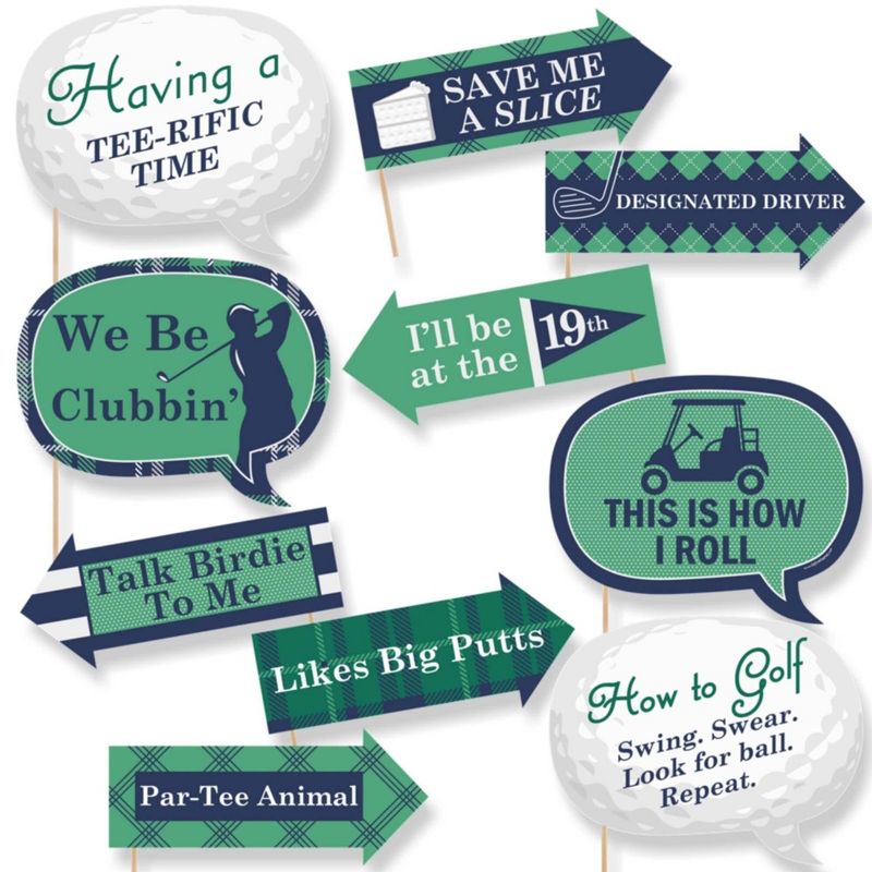 Big Dot of Happiness Funny Par-Tee Time - Golf - Party Photo Booth Props Kit - 10 Piece, 1 of 6