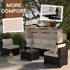 6 Pieces Patio Sectional Sofa Set, PE Rattan Daybed, Outdoor Wicker Sunbed Chaise Chair, Adjustable Backrest, for Poolside, Backyard - 2 of 4