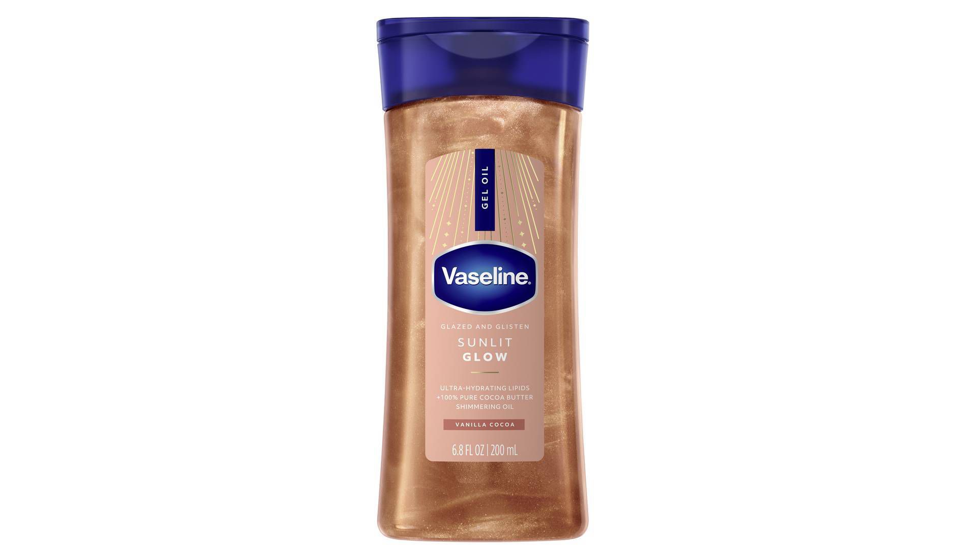 Vaseline Glazed & Glisten Vanilla Cocoa Shimmering Gel Body Oil - Sunlit Glow - 6.8 fl oz