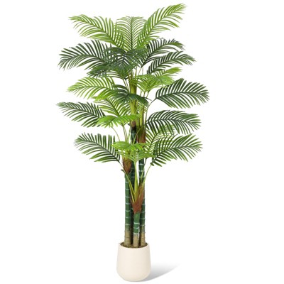 Whizmax Golden Cane Palm Trees - Large Artificial Plants with White Base for Indoor/Outdoor Decor, Living Room, Yard, or Patio