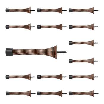 Built Industrial 15 Pack Spring Door Stopper Set with Rubber Bumper, Bronze, 3.3 Inches