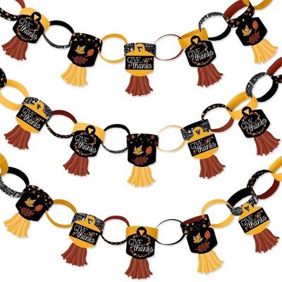 Big Dot of Happiness Give Thanks - 90 Chain Links and 30 Paper Tassels Decoration Kit - Thanksgiving Party Paper Chains Garland - 21 feet