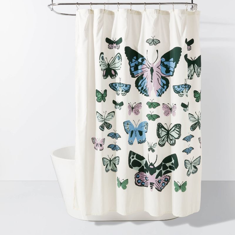 72&#34;x72&#34; Butterfly Microfiber Shower Curtain - Room Essentials&#8482;, 1 of 9
