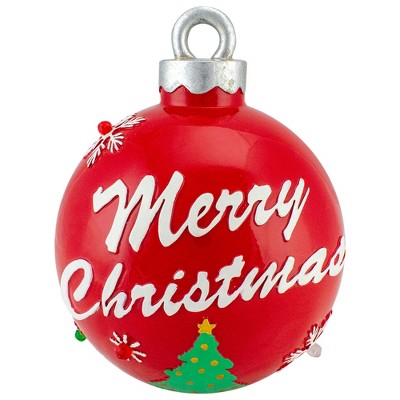 Northlight LED Lighted "Merry Christmas" Ball Ornament Decoration - 10" - Red