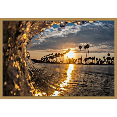 23" x 16" Wave 3 by John Baran Framed Canvas Wall Art - Amanti Art