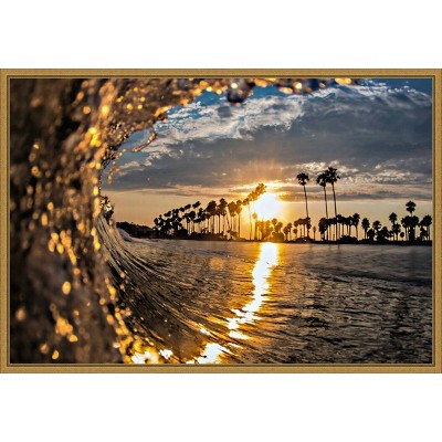 23" x 16" Wave 3 by John Baran Framed Canvas Wall Art - Amanti Art