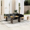vidaXL 6 Piece Patio Sofa Set with Cushions Gray Poly Rattan - 2 of 4